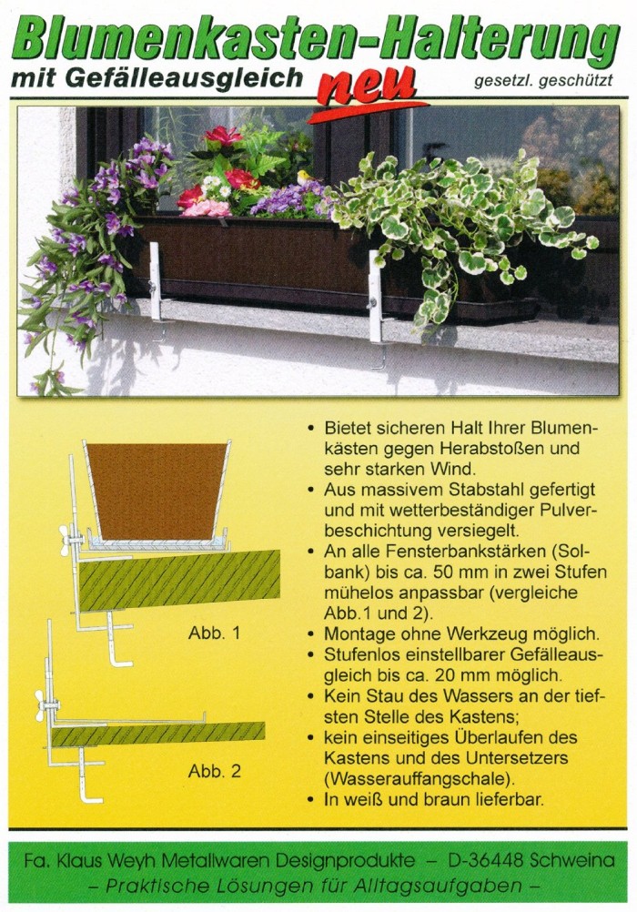 Blumenkastenhalterung mit Haltebügel Edelstahl für Fensterbänke ohne Bohren 