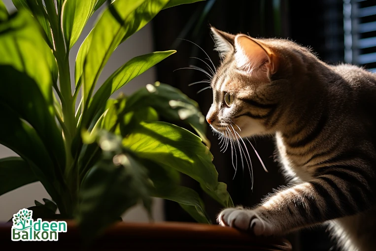 ist die monstera giftig für katzen katze riecht an pflanze
