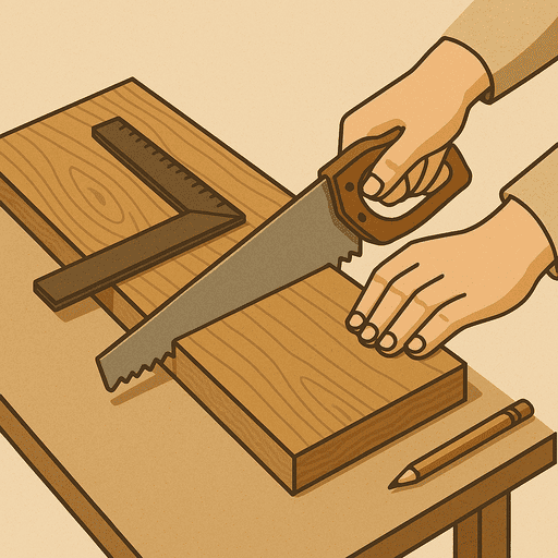 Holz für die Katzenleiter zuschneiden