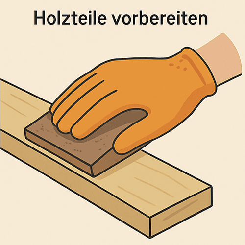 Holzteile schleifen und mit Holzschutz behandeln