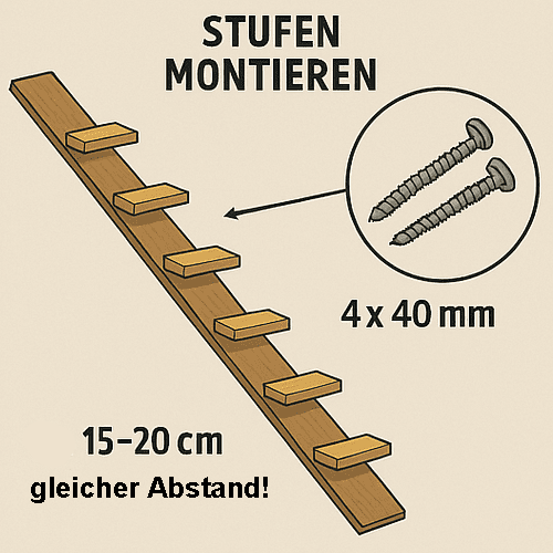 Trittleisten auf dem Leiterbrett montieren