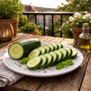 Gurke Balkon aufgeschnitten